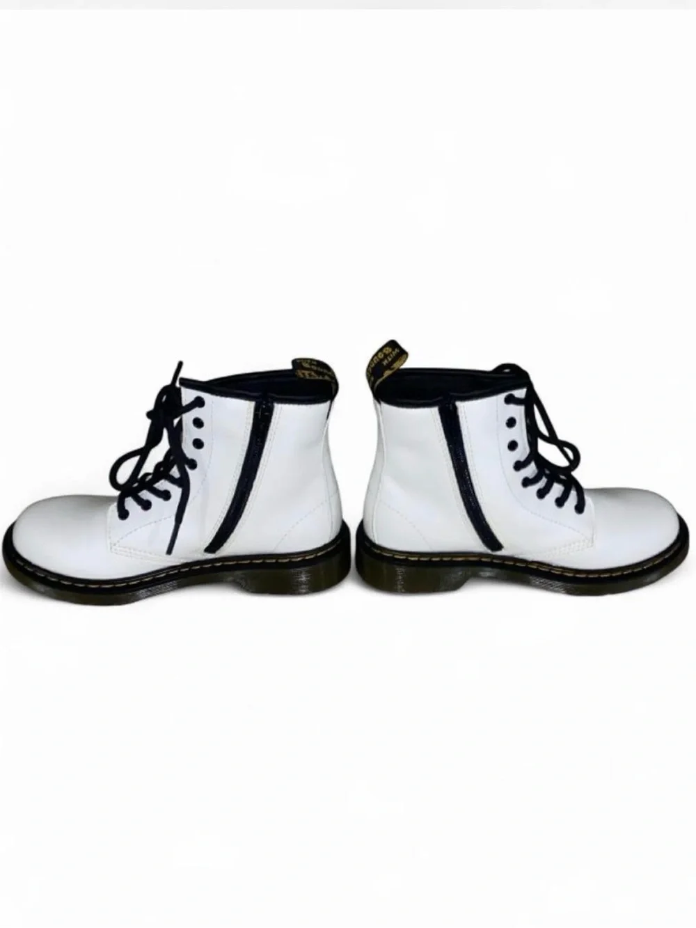 White Dr. Martens 1460 Kids-Youth Boots With Black Laces in Size 3
